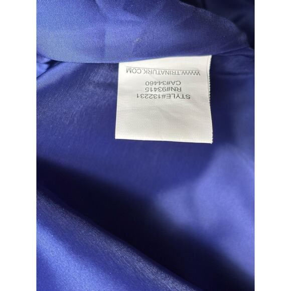 Trina Turk Sheath Dress Womens Medium Blue Peplum Knit Knee Length Half Sleeve - Picture 5 of 7
